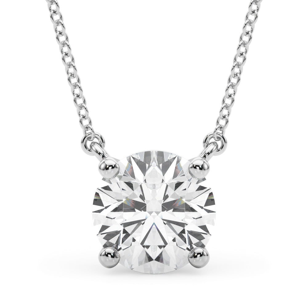 1 Carat Total Weight Round Solitaire Diamond Pendant Necklace in G-H SI1-SI2 Quality