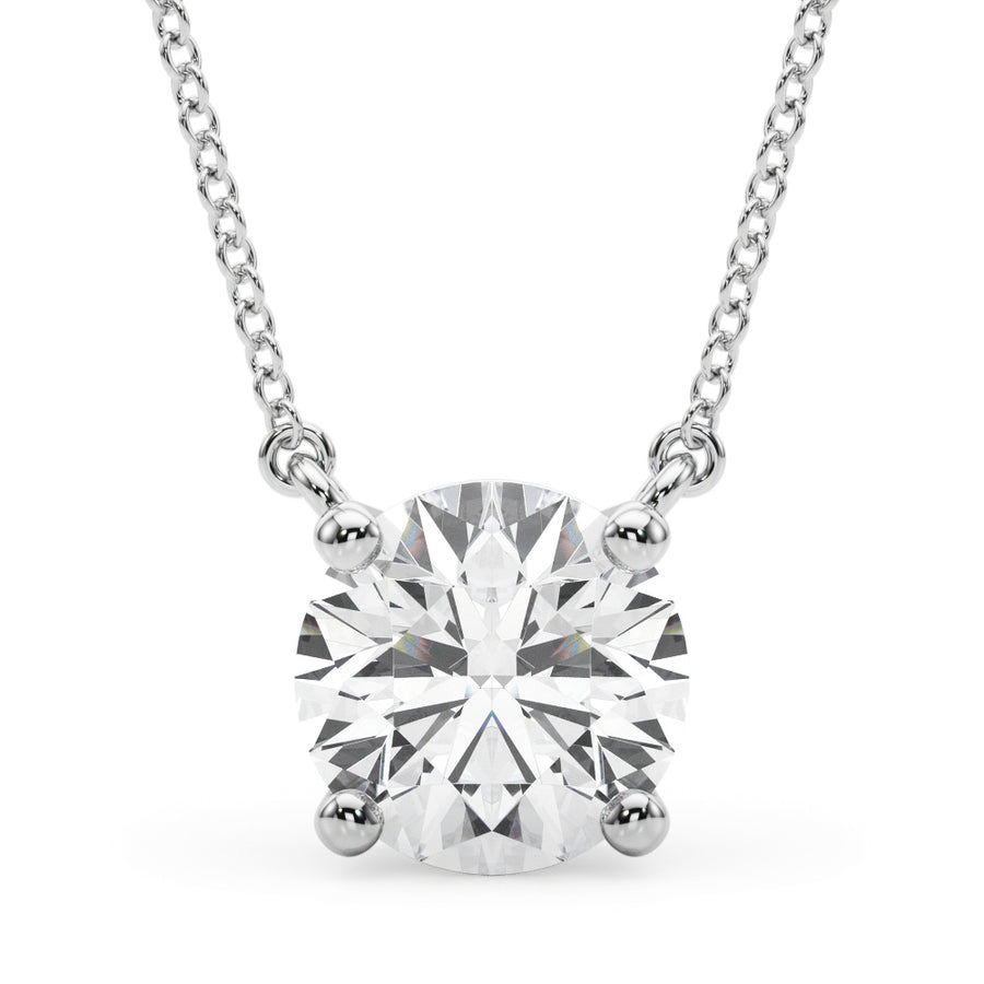 1 Carat Total Weight Round Solitaire Diamond Pendant Necklace in G-H SI1-SI2 Quality