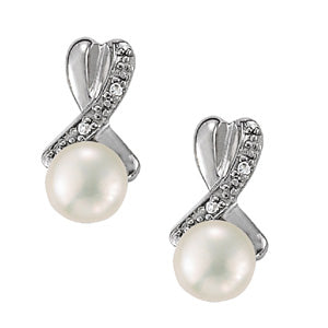 EARRING 6MM PEARL CENTER EARRING - Image 2