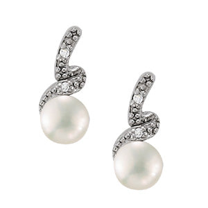 EARRING 6MM PEARL CENTER EARRING - Image 2