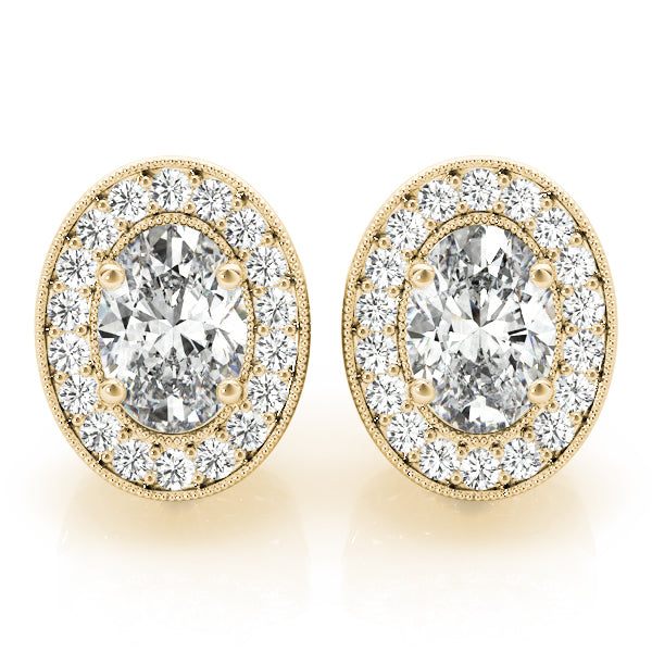 OVAL HALO MILLGRAIN EARRINGS - Image 3