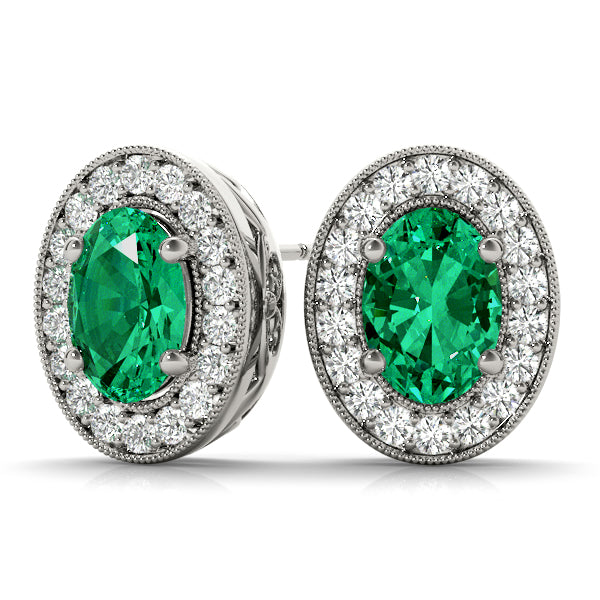 OVAL HALO MILLGRAIN EARRINGS - Image 9