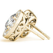 OVAL HALO MILLGRAIN EARRINGS - Image 10