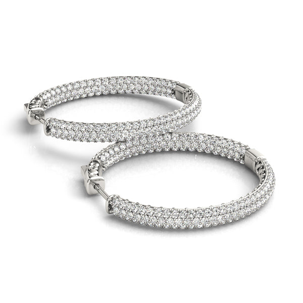 .6 INCH 3 ROW PAVE ROUND HOOP - Image 3