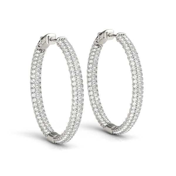 .8 INCH 3 ROW PAVE ROUND HOOP - Image 2