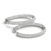 1.5 INCH 3 ROW PAVE OVAL HOOP - Image 4