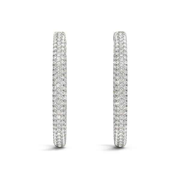1.5 INCH 3 ROW PAVE OVAL HOOP - Image 5