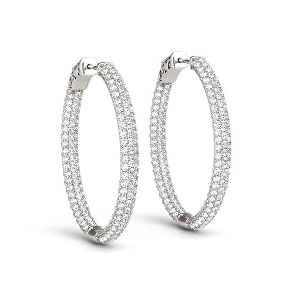 1.2 INCH 3 ROW PAVE OVAL HOOP - Image 2