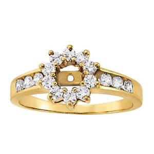 Elegant Halo Engagement Ring Semi-Mount with 0.54 Carat Total Diamond Weight, G-H SI1-SI2