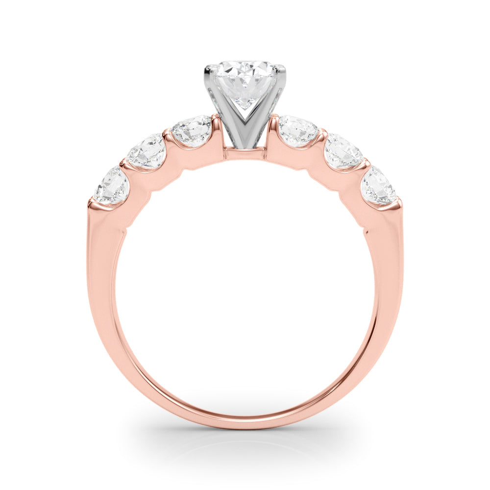 Elegant Single Row Prong Set Diamond Engagement Ring Semi-Mount, 0.90 Carat Total Weight, SI1-SI2...