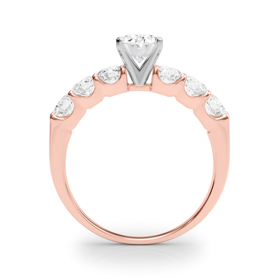 Elegant Single Row Prong Set Diamond Engagement Ring Semi-Mount, 0.90 Carat Total Weight, SI1-SI2...