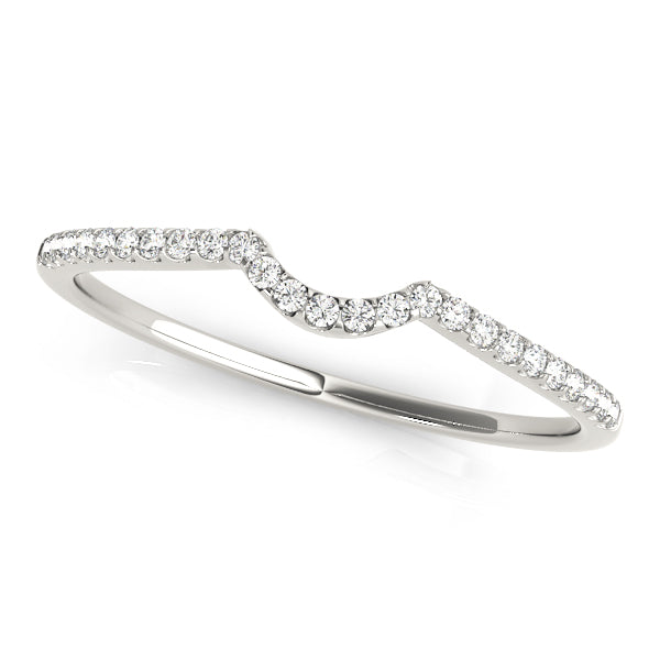 Curved Wedding Band Ring with 1/10 Carat Total Weight Diamonds in SI1-SI2 Clarity and G-H Color