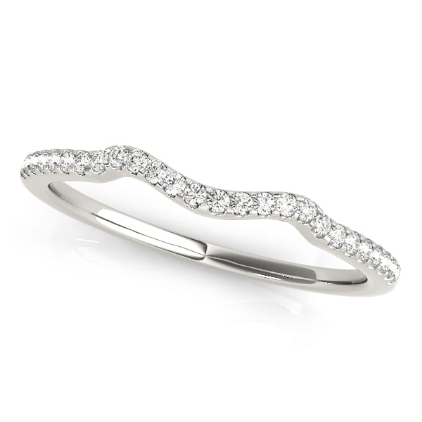 Curved Wedding Band Ring with 1/8 Carat Total Weight Diamonds in SI1-SI2 Clarity and G-H Color