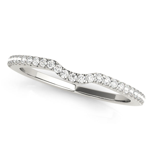 Elegant Curved Wedding Band with 1/8 Carat Total Weight Diamonds, SI1-SI2 G-H Quality