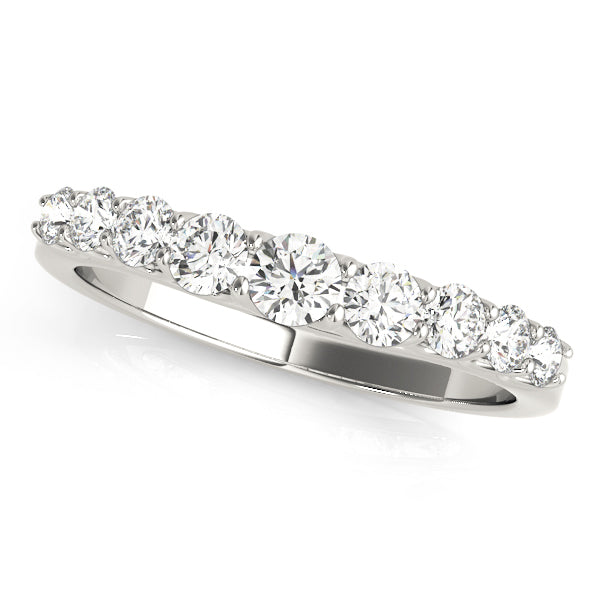 Curved Wedding Band Ring with 0.61 Carat Total Diamond Weight in SI1-SI2 G-H Quality