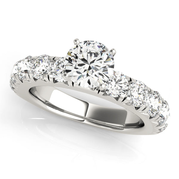 Elegant Single Row Prong Set Diamond Engagement Ring Semi-Mount, 1.3 Carat Total Weight, SI1-SI2 ...