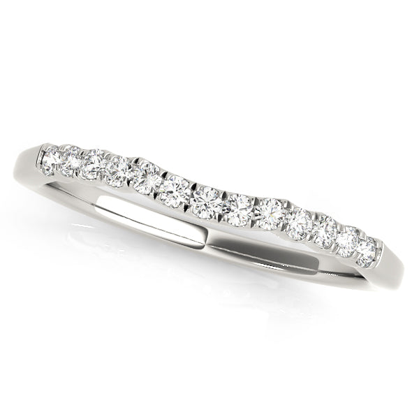Curved Wedding Band Ring with 0.0975 Carat Total Diamond Weight, SI1-SI2 G-H Quality