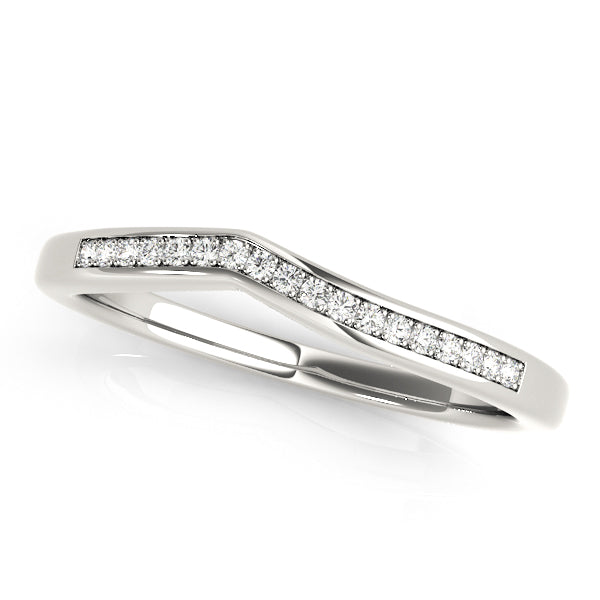 Curved Wedding Band Ring with 0.108 Carat Total Diamond Weight in SI1-SI2 G-H Quality