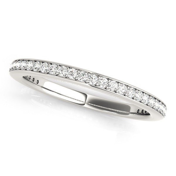 Classic Straight Band Ring with Prong-Set 1/4 Carat Total Weight Diamonds, SI1-SI2 G-H Quality