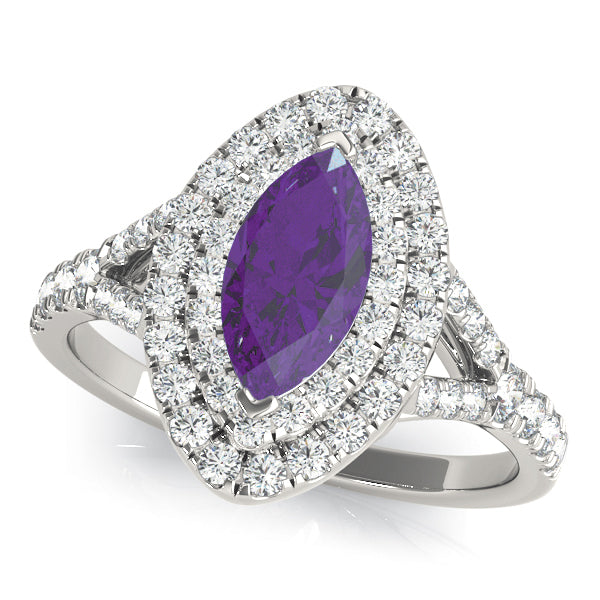 MARQUISE HALO ENGAGEMENT RING - Image 6