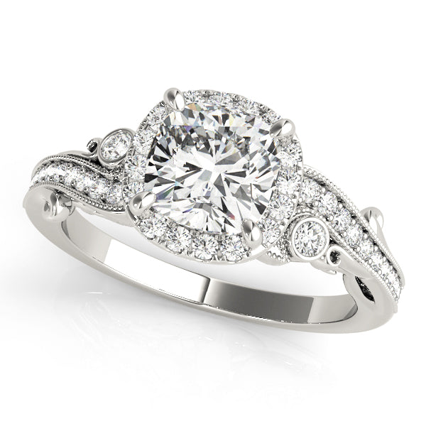Antique-Style Diamond Engagement Ring Semi-Mount with 1 1/3 Carat Total Weight G-H SI1-SI2 Diamonds