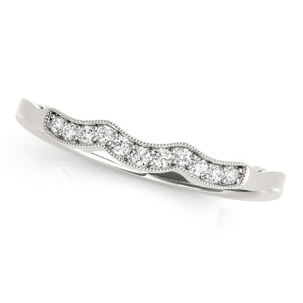 Curved Wedding Band with 1/20 Carat Total Weight Diamonds in SI1-SI2 G-H Quality