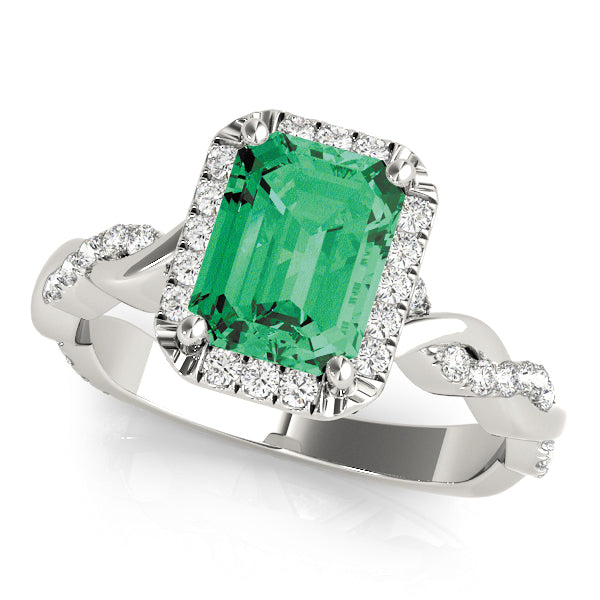 BRAIDED SHANK WITH EMERALD CUT HALO HEAD - Image 4