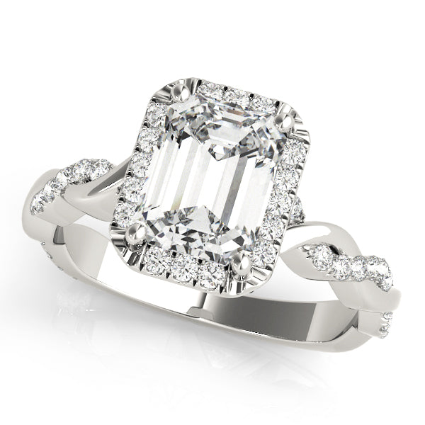BRAIDED SHANK WITH EMERALD CUT HALO HEAD - Image 2
