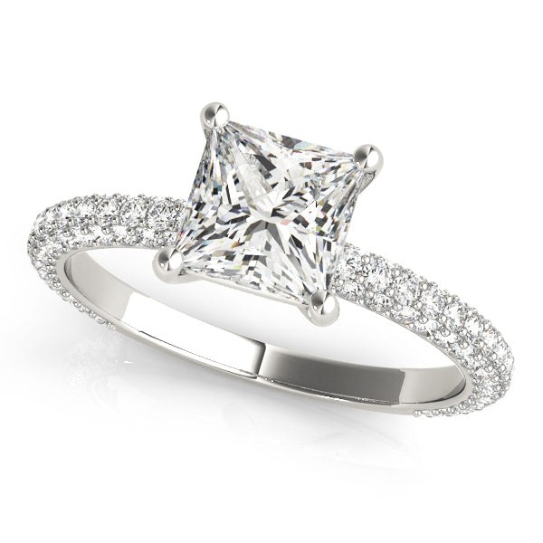 PAVE ENGAGEMENT RING WITH PRINCESS CUT HEAD - Image 2