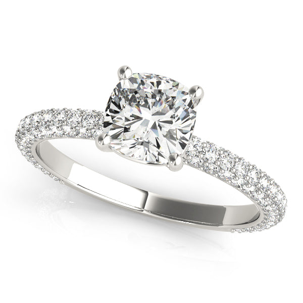 PAVE ENGAGEMENT RING WITH CUSHION HEAD - Image 2