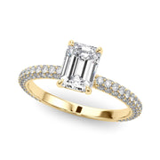 PAVE ENGAGEMENT RING WITH EMERALD CUT CENTER - Image 8