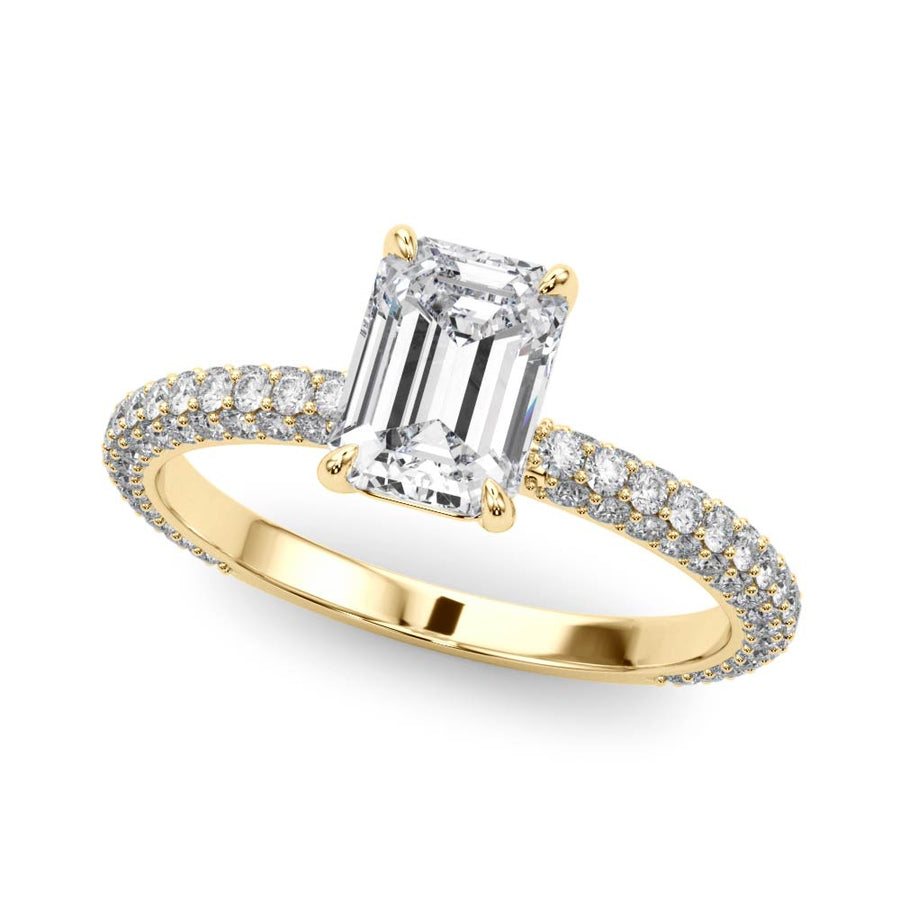 PAVE ENGAGEMENT RING WITH EMERALD CUT CENTER - Image 8