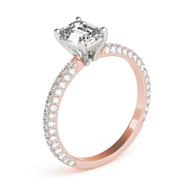 PAVE ENGAGEMENT RING WITH EMERALD CUT CENTER - Image 3