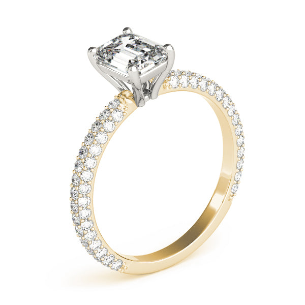 PAVE ENGAGEMENT RING WITH EMERALD CUT CENTER - Image 4