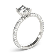 PAVE ENGAGEMENT RING WITH EMERALD CUT CENTER - Image 9
