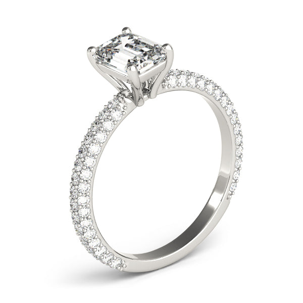 PAVE ENGAGEMENT RING WITH EMERALD CUT CENTER - Image 9
