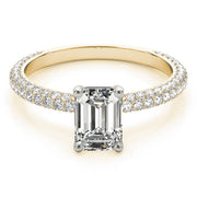PAVE ENGAGEMENT RING WITH EMERALD CUT CENTER - Image 6
