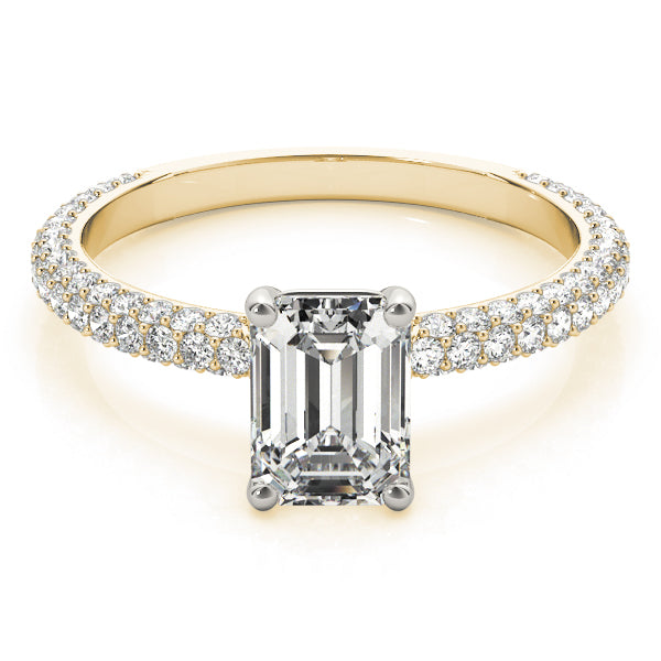 PAVE ENGAGEMENT RING WITH EMERALD CUT CENTER - Image 6