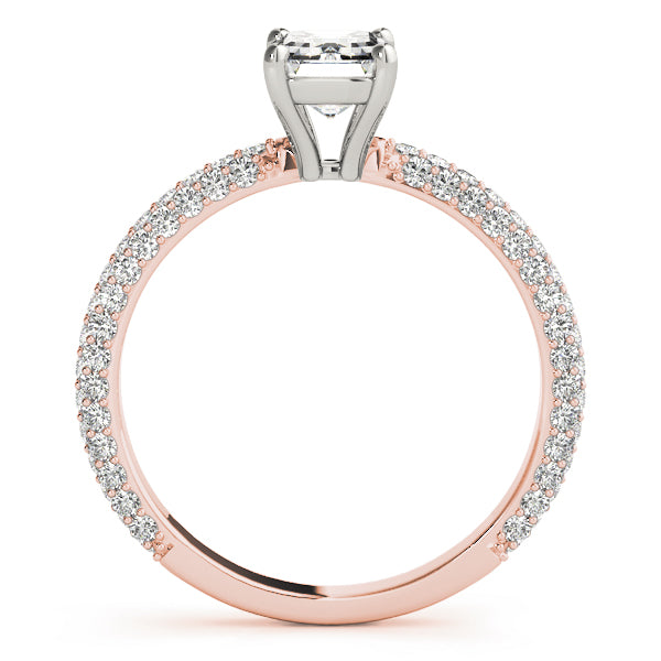 PAVE ENGAGEMENT RING WITH EMERALD CUT CENTER - Image 10