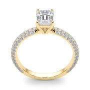 PAVE ENGAGEMENT RING WITH EMERALD CUT CENTER - Image 7