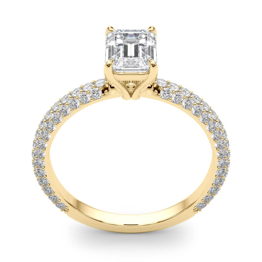 PAVE ENGAGEMENT RING WITH EMERALD CUT CENTER - Image 7