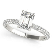 PAVE ENGAGEMENT RING WITH EMERALD CUT CENTER - Image 2