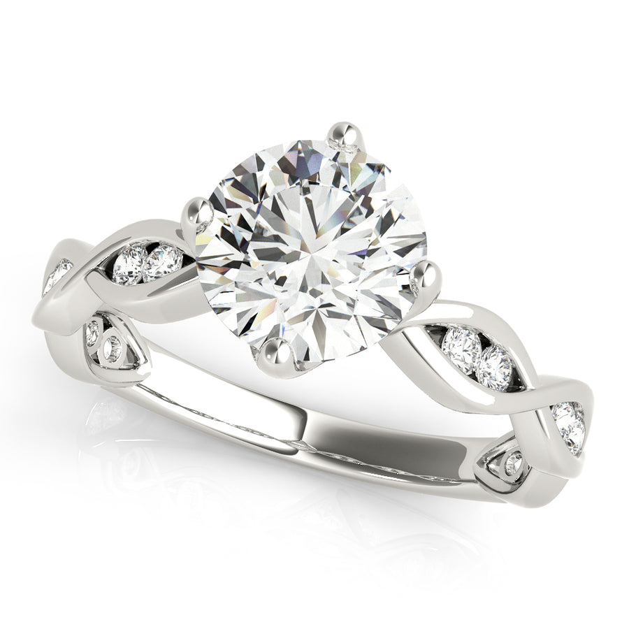 Twisted Shank Diamond Engagement Ring with 1.5 Carat Total Weight in SI1-SI2 G-H Quality