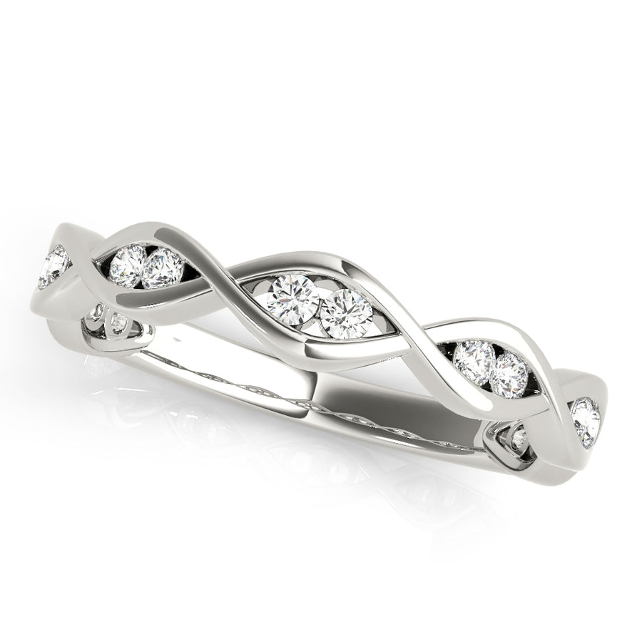 Twisted Wedding Band Ring with 0.21 Carat Total Diamond Weight in SI1-SI2 G-H Quality