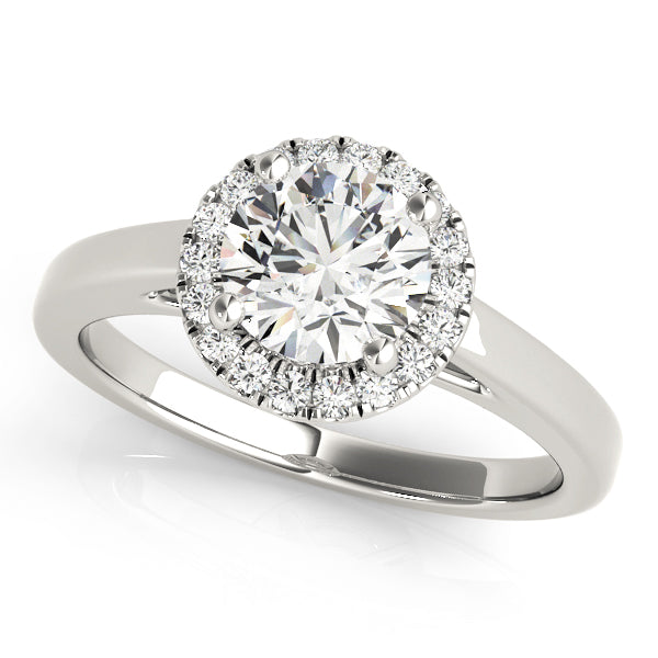 Round Halo Semi-Mount Engagement Ring with 0.87 Carat Total Diamond Weight