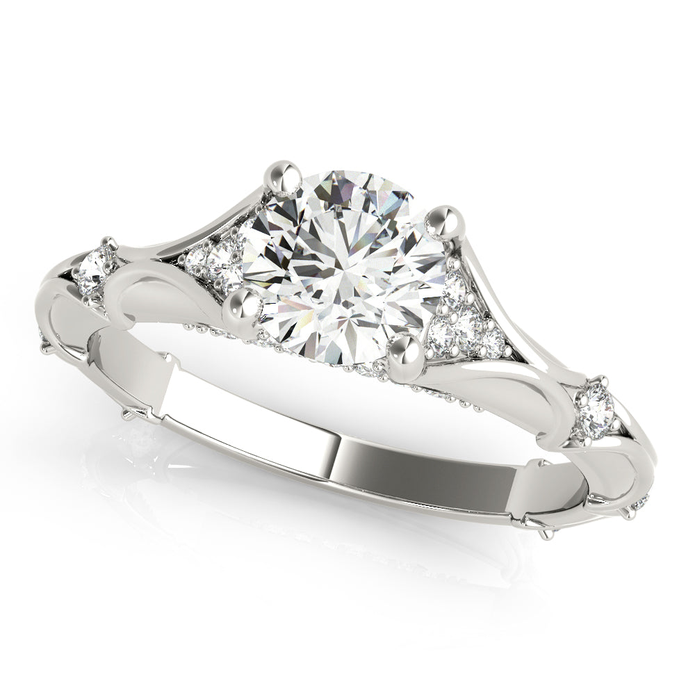 Elegant Semi-Mount Engagement Ring with 1 Carat Total Diamond Weight, SI1-SI2 G-H Quality
