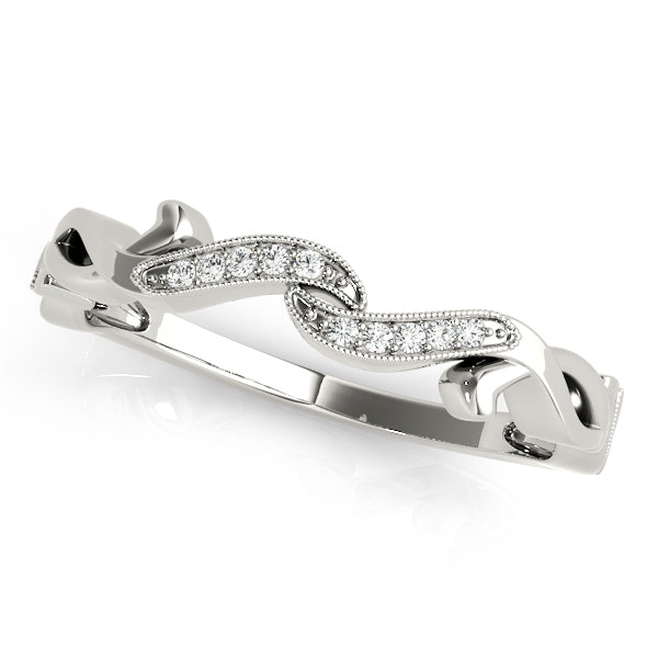 Twisted Wedding Band Ring with 1/15 Carat Total Diamond Weight in SI1-SI2 G-H Quality