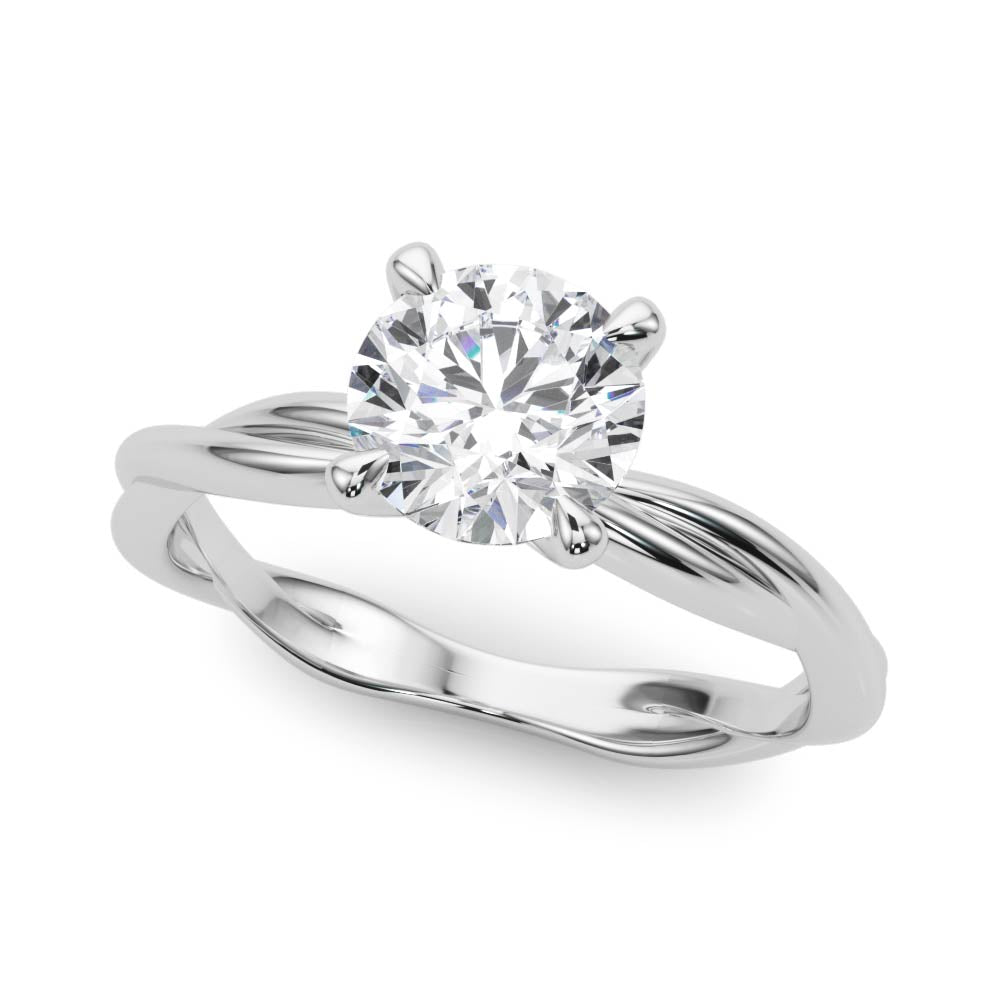 Twisted Shank Diamond Engagement Ring with 1/4 Carat Total Weight SI1-SI2 G-H Diamonds, Polished ...