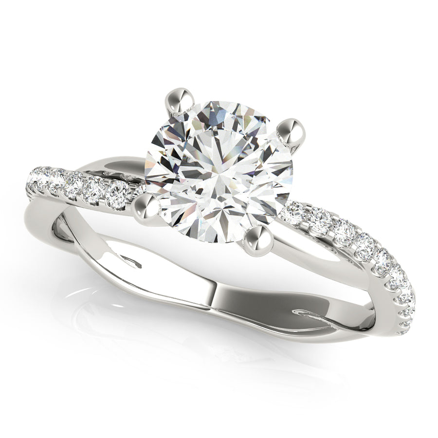 Twisted Diamond Shank Engagement Ring Semi-Mount with 2.16 Carat Total Weight Diamonds