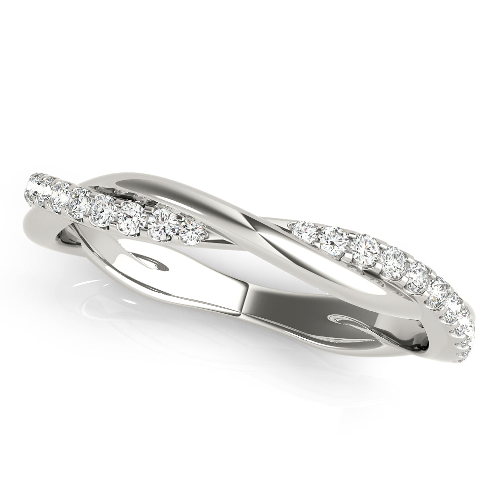 Twisted Diamond Wedding Band with 0.16 Carat Total Weight in SI1-SI2 G-H Quality Diamonds